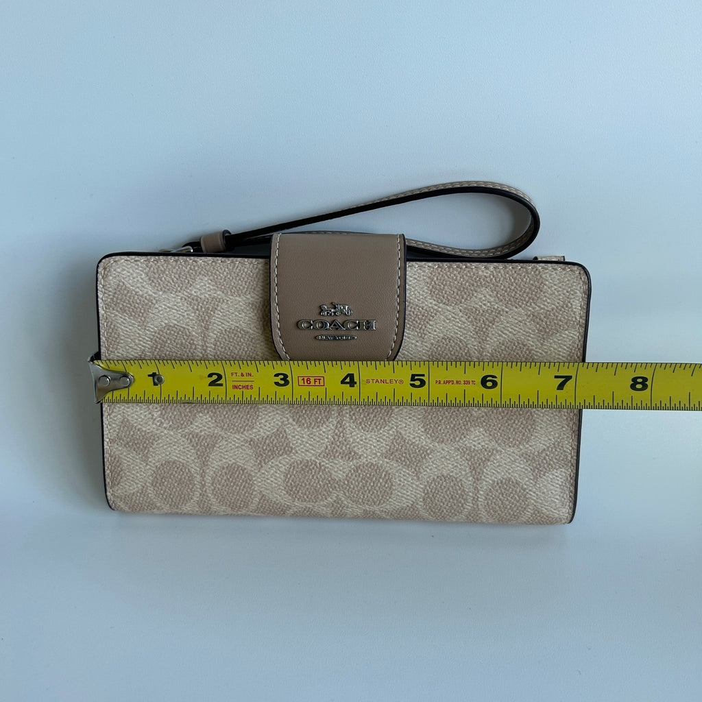 Coach Phone Wallet Signature Canvas Sand Taupe Wristlet CW780