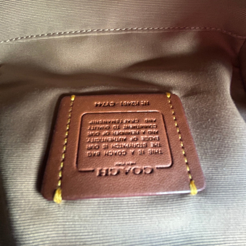 Coach Mini Rowan Crossbody Bag Blocked Signature Leather Chalk Taupe CY744