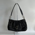 Coach Soho Signature Flap Black Jacquard Leather Shoulder Bag F17093