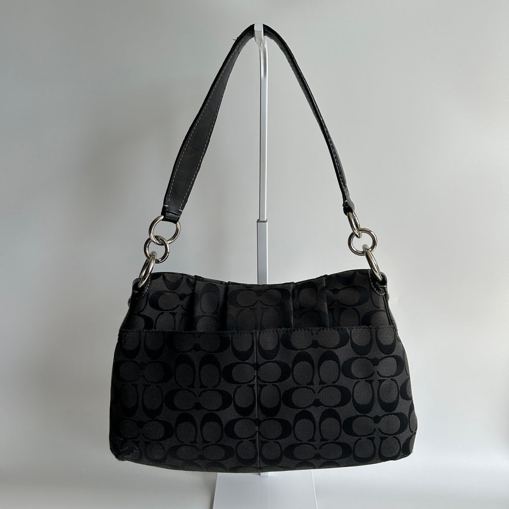 Coach Soho Signature Flap Black Jacquard Leather Shoulder Bag F17093