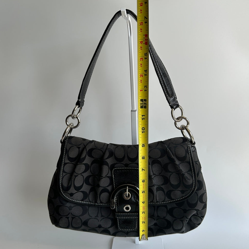 Coach Soho Signature Flap Black Jacquard Leather Shoulder Bag F17093