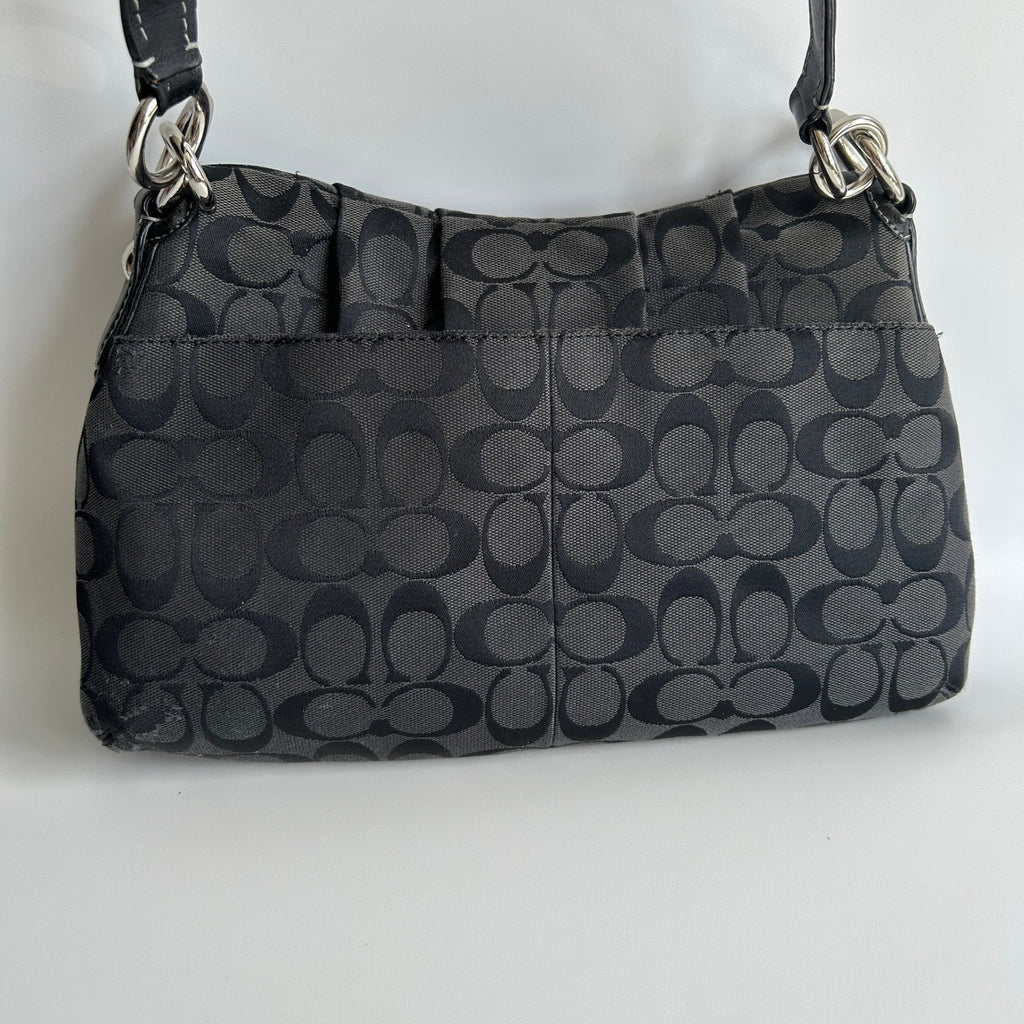 Coach Soho Signature Flap Black Jacquard Leather Shoulder Bag F17093