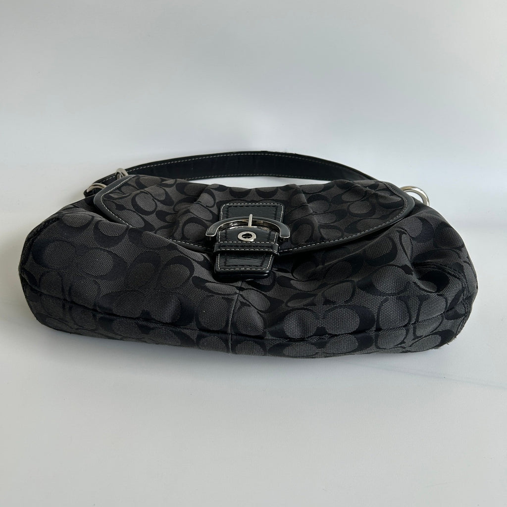 Coach Soho Signature Flap Black Jacquard Leather Shoulder Bag F17093