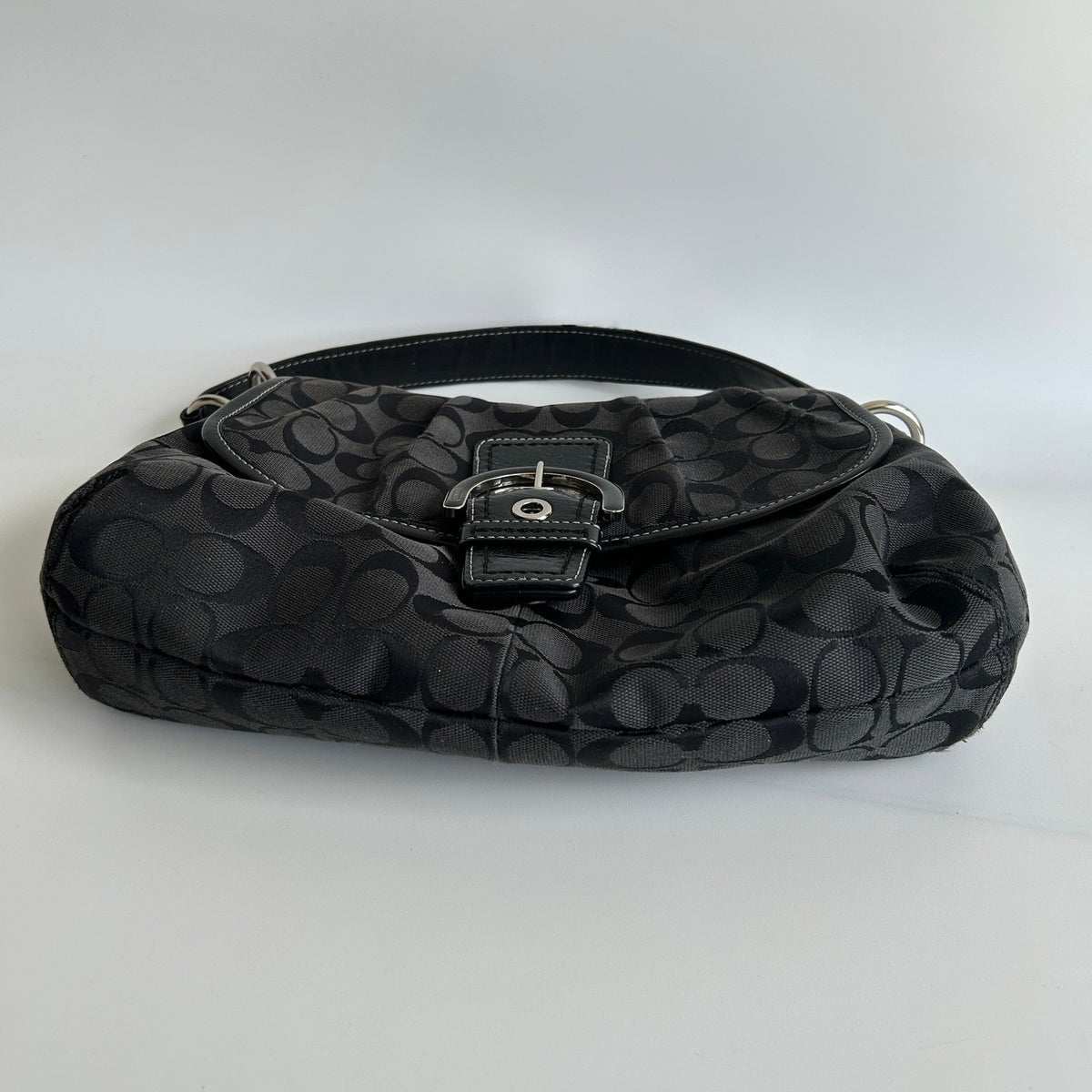 Coach Soho Signature Flap Black Jacquard Leather Shoulder Bag F17093