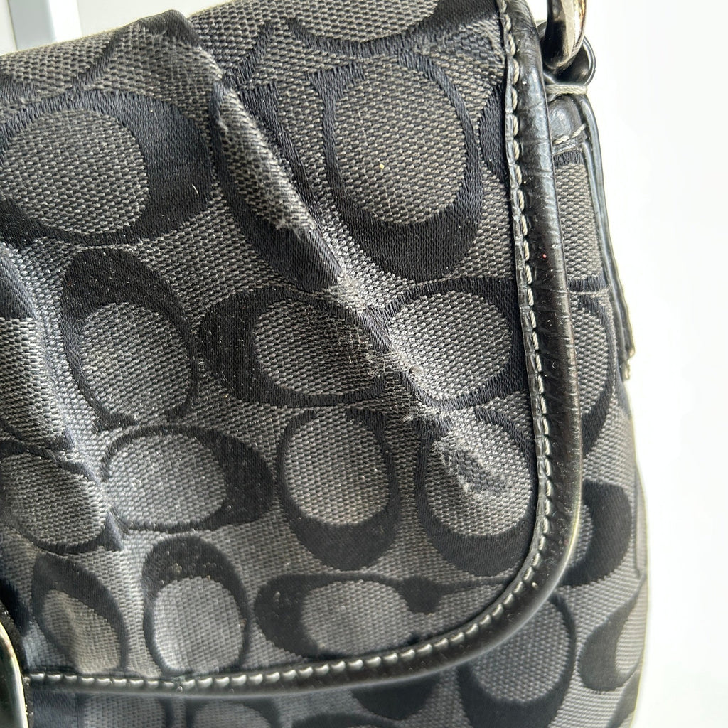 Coach Soho Signature Flap Black Jacquard Leather Shoulder Bag F17093