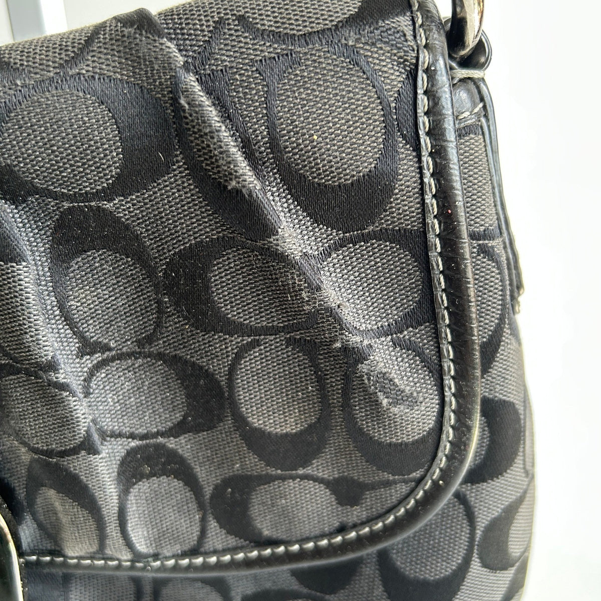 Coach Soho Signature Flap Black Jacquard Leather Shoulder Bag F17093