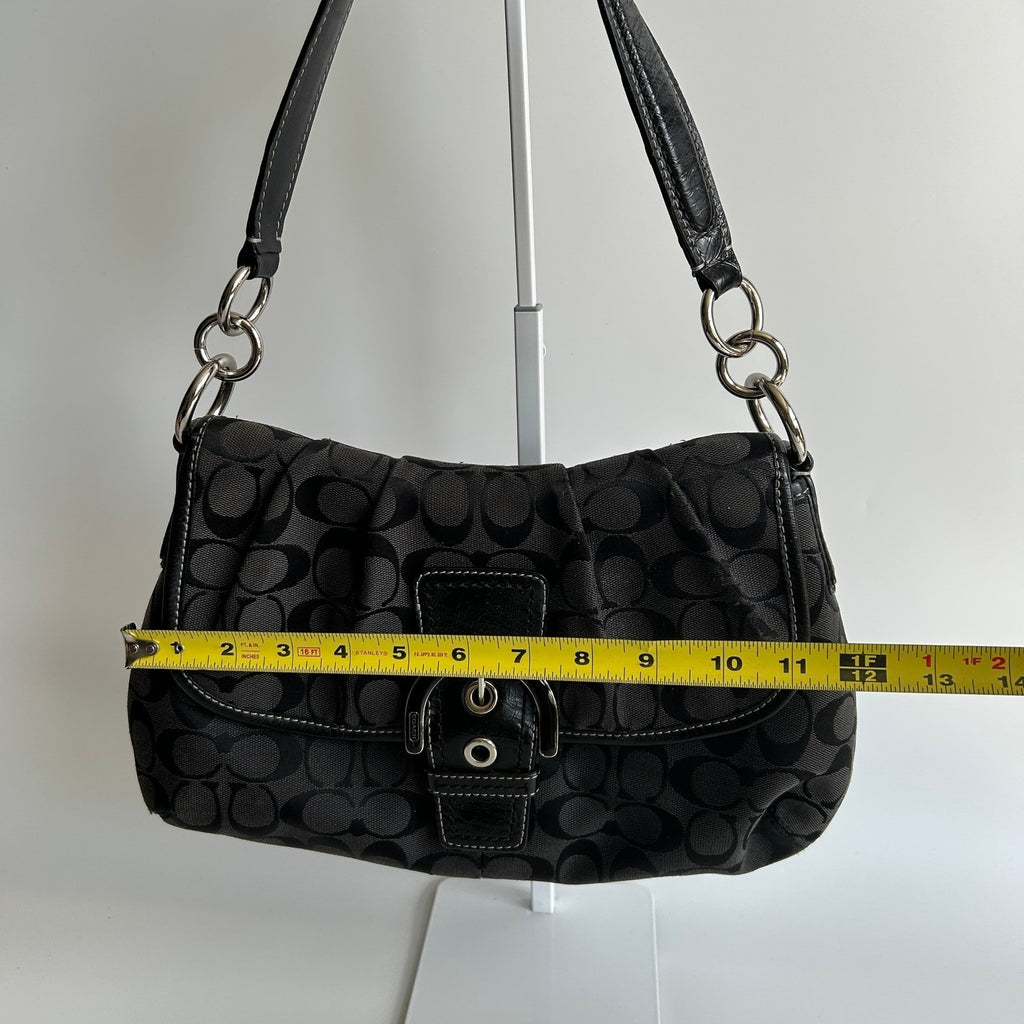 Coach Soho Signature Flap Black Jacquard Leather Shoulder Bag F17093