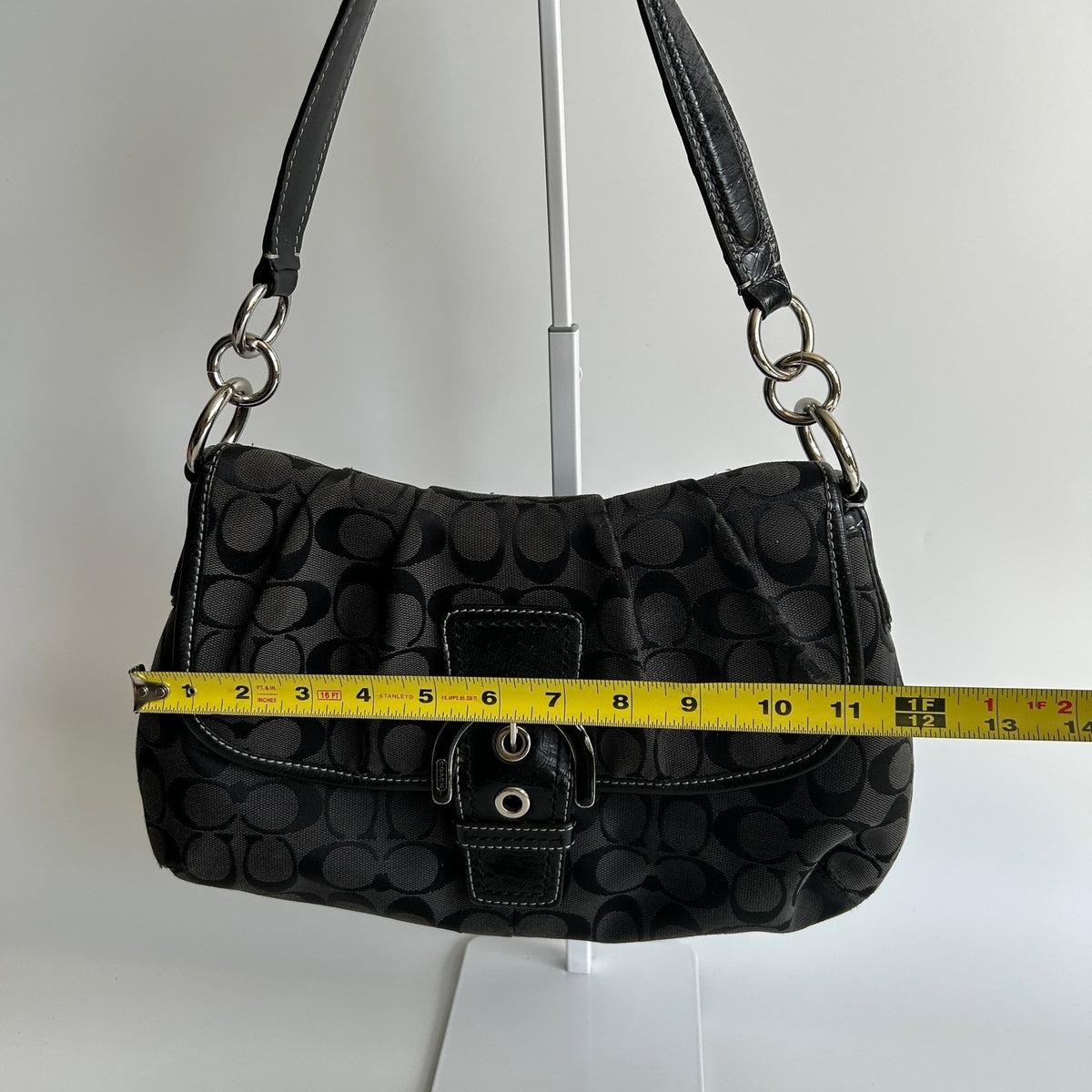 Coach Soho Signature Flap Black Jacquard Leather Shoulder Bag F17093