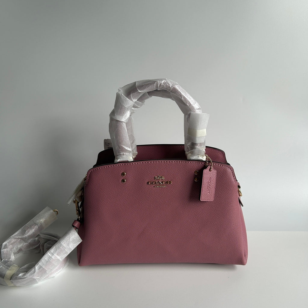 Coach Mini Lillie Carryall Rose Pink Crossgrain Leather Satchel 91146