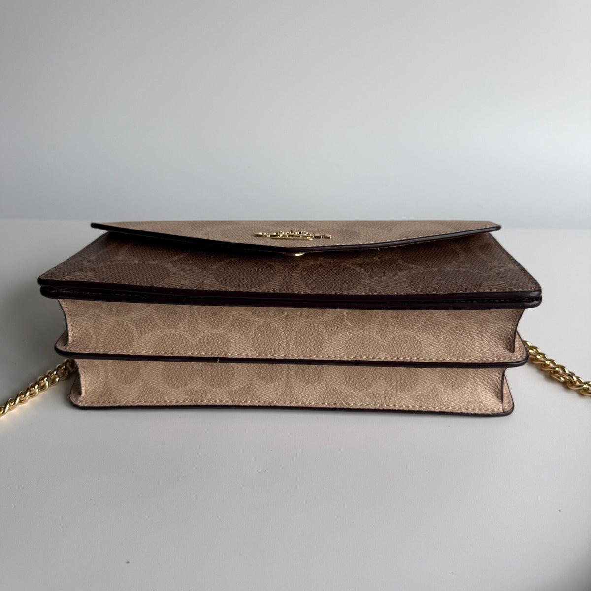 Coach Klare Envelope Crossbody Sand Tan Blocked Signature Canvas Bag CBI99