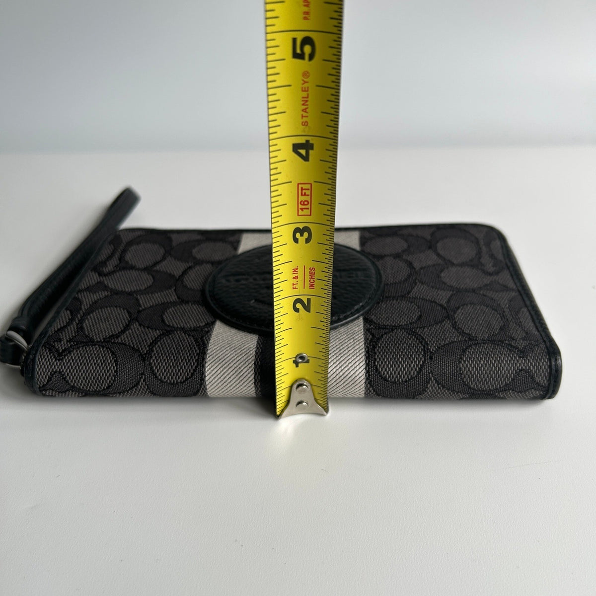Coach Dempsey Black Smoke Multi Canvas Phone Wallet Wristlet C9073