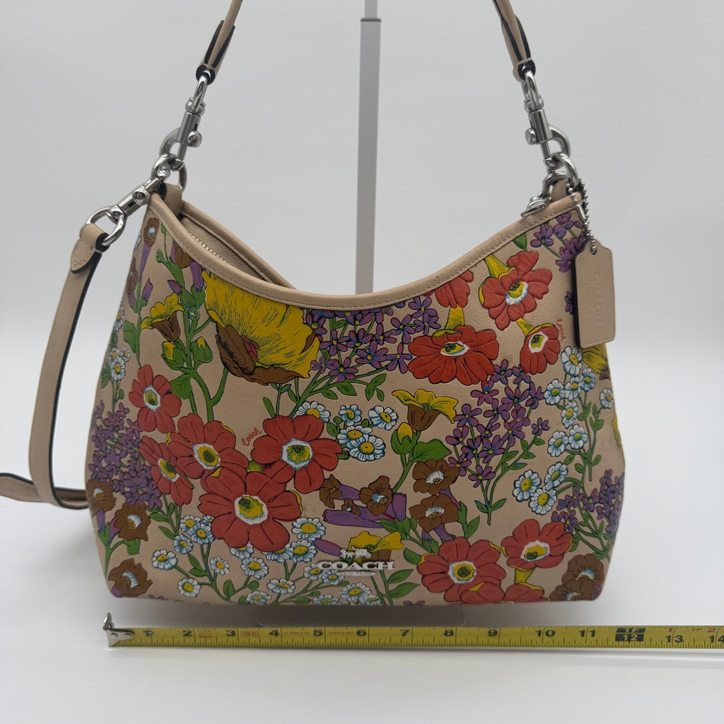 Coach Laurel Shoulder Bag Ivory Multi Pebble Leather Garden Floral Print CT222