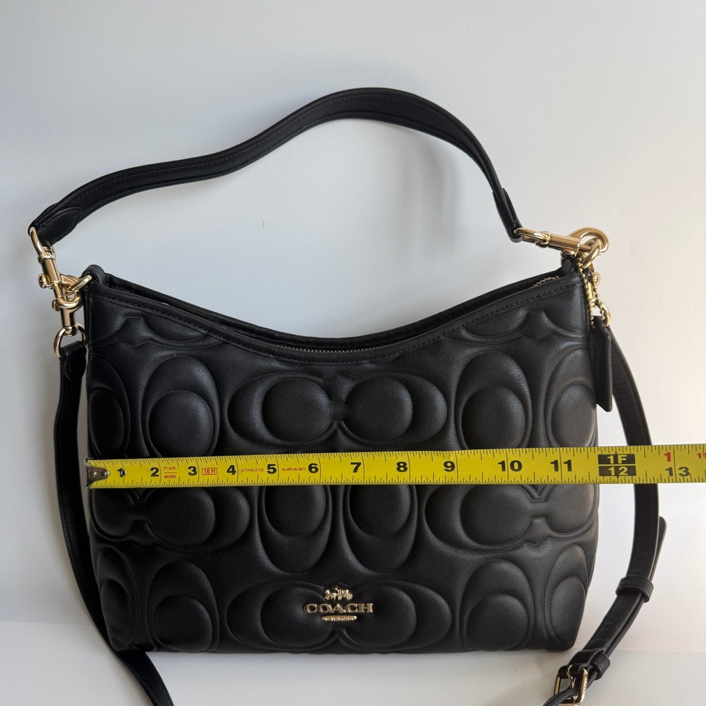 Coach Laurel Shoulder Bag Black Signature Embossed Leather CZ178