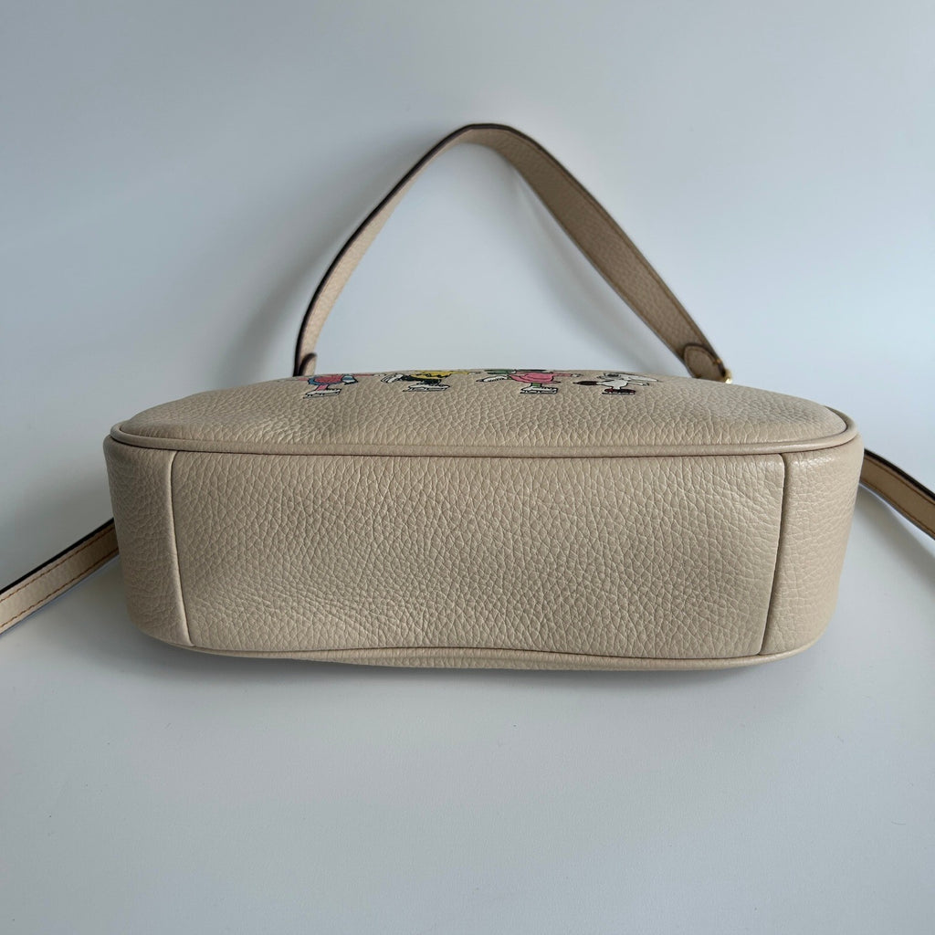 Coach x Peanuts Teri Ivory Leather Snoopy Friends Shoulder Bag CE861