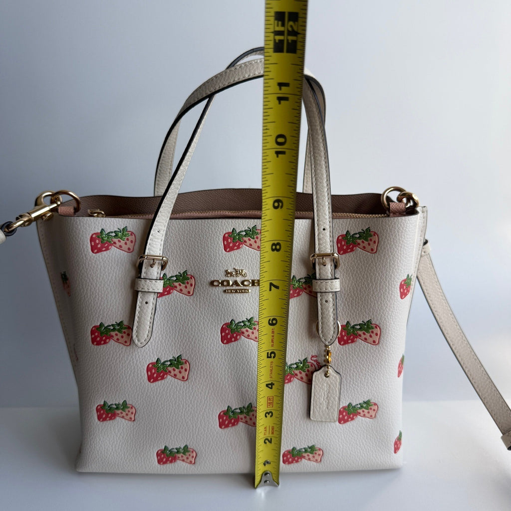 Coach Mollie Tote 25 Chalk Multi Canvas Strawberry Print CB600 Mini Crossbody