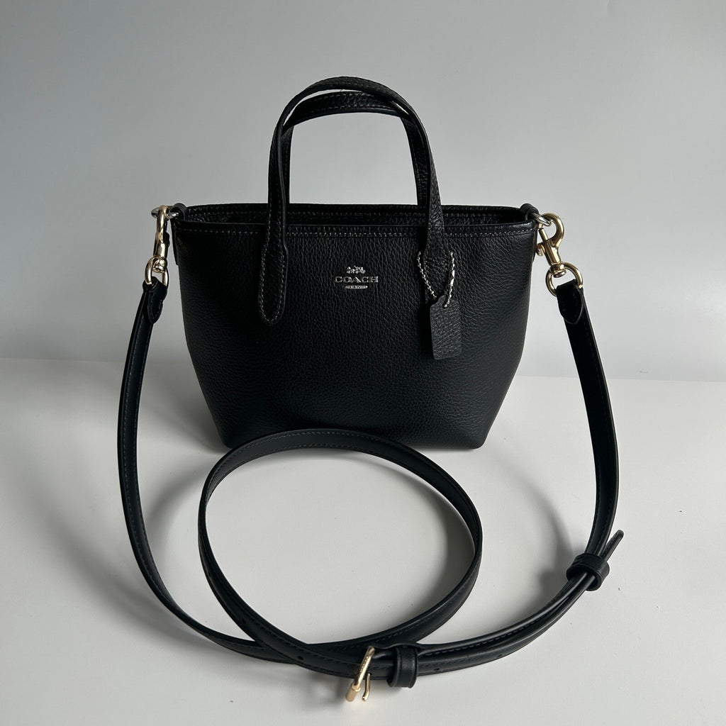 Coach City Mini Tote Black Pebble Leather Crossbody CW031