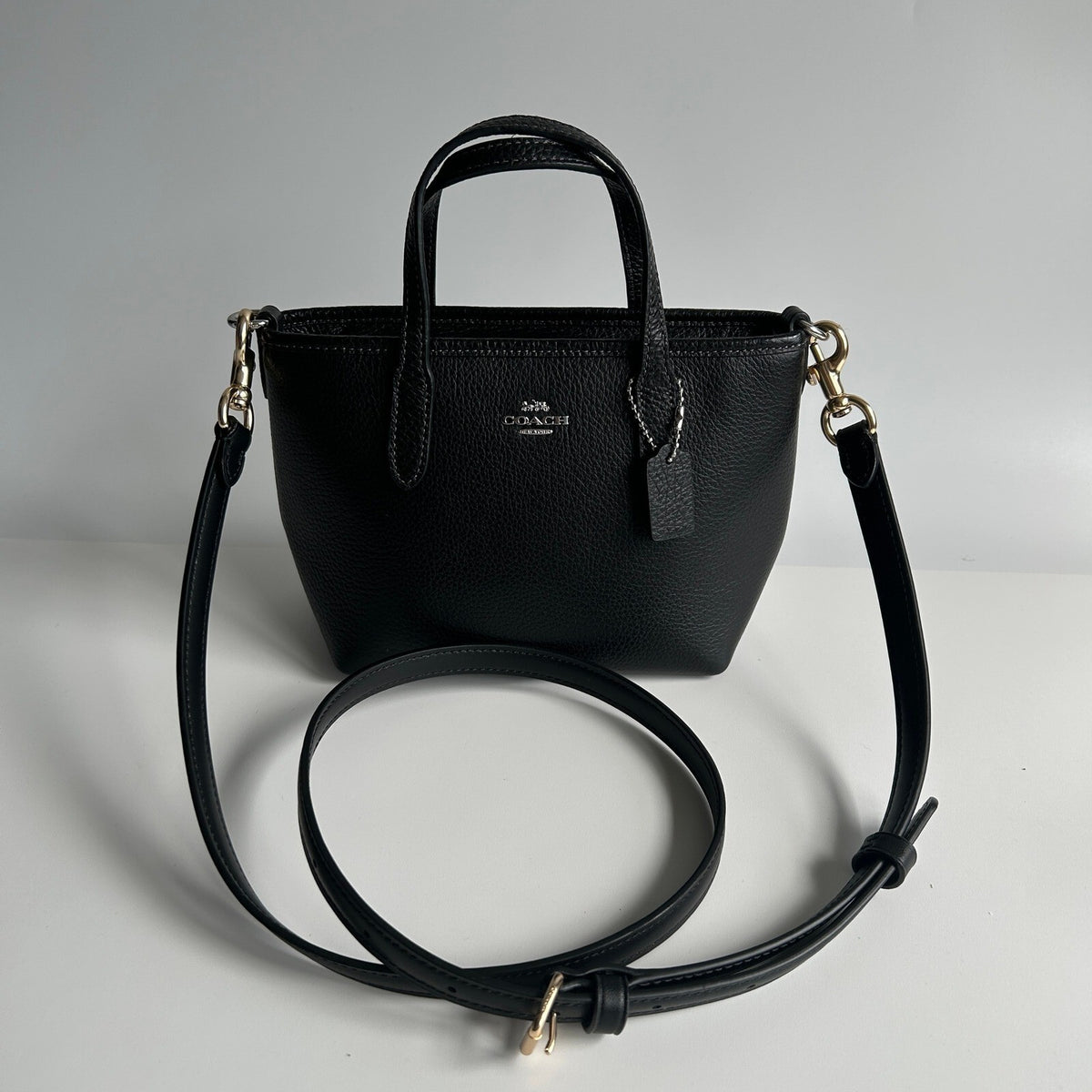 Coach City Mini Tote Black Pebble Leather Crossbody CW031