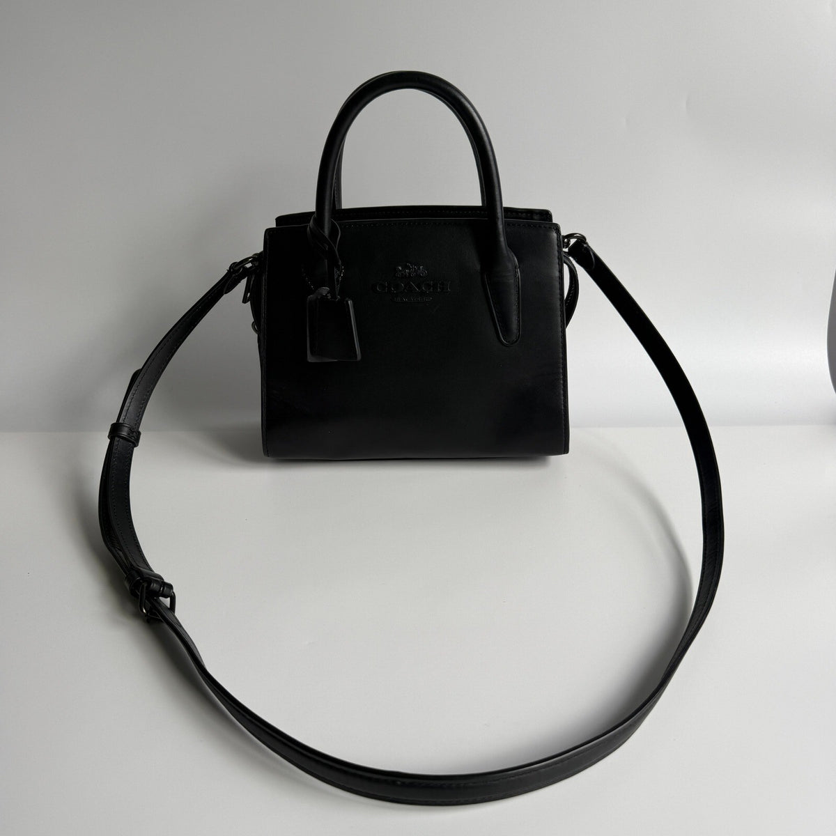 Coach Andrea Mini Carryall Black Leather Crossbody Satchel CO974