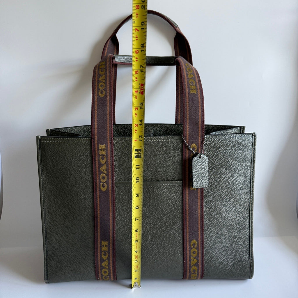 Coach Smith Olive Drab Green Pebble Leather Large Tote Bag CM716