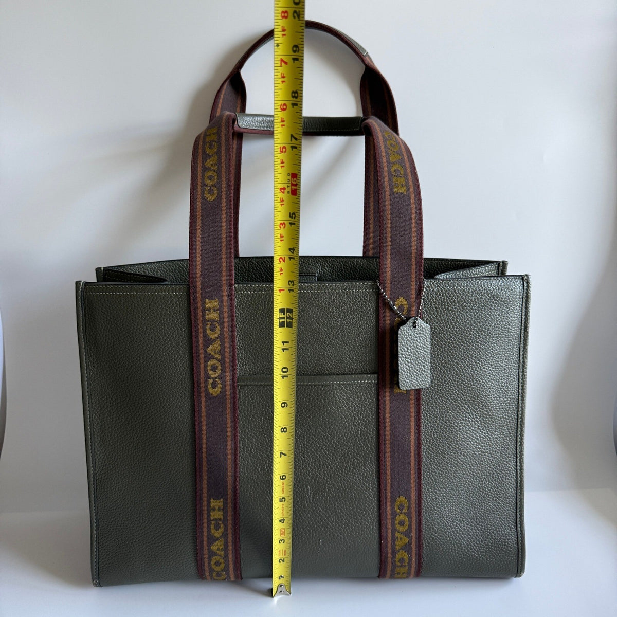 Coach Smith Olive Drab Green Pebble Leather Large Tote Bag CM716