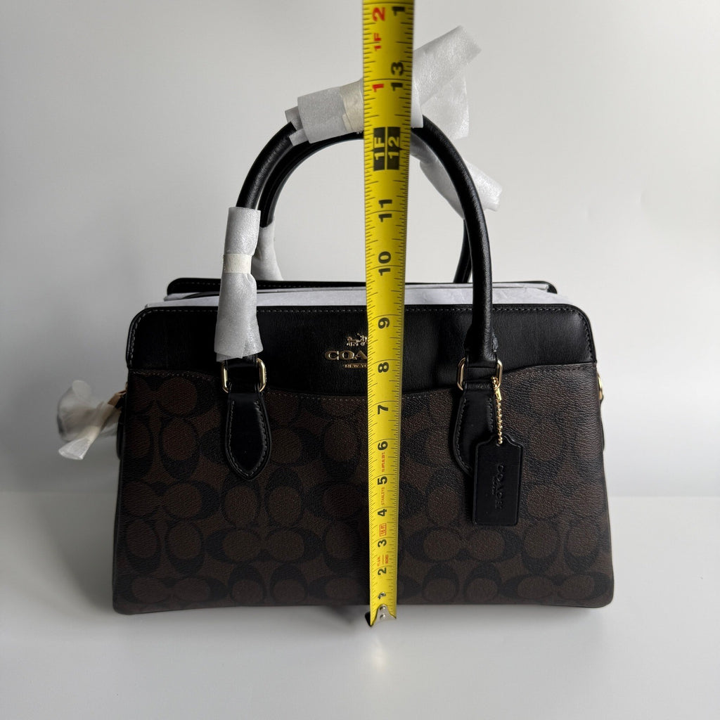 Coach Darcie Carryall Brown Black Signature Canvas Satchel CH488