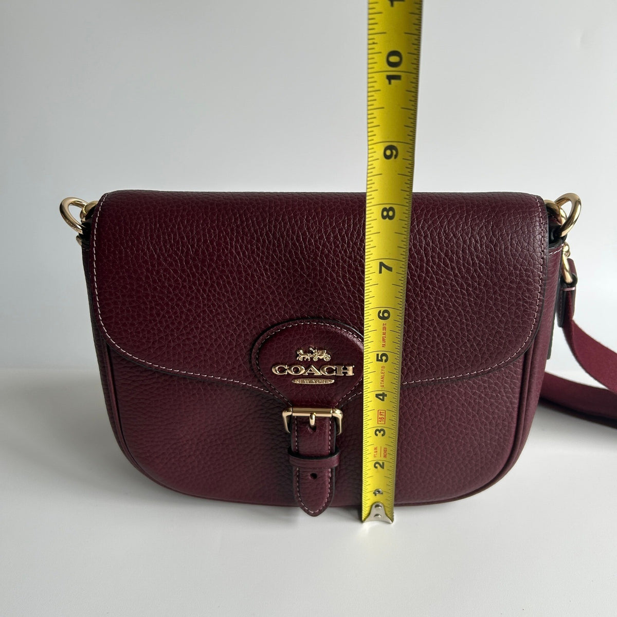 Coach Amelia Saddle Bag Merlot Red Pebbled Leather Crossbody Handbag CP107