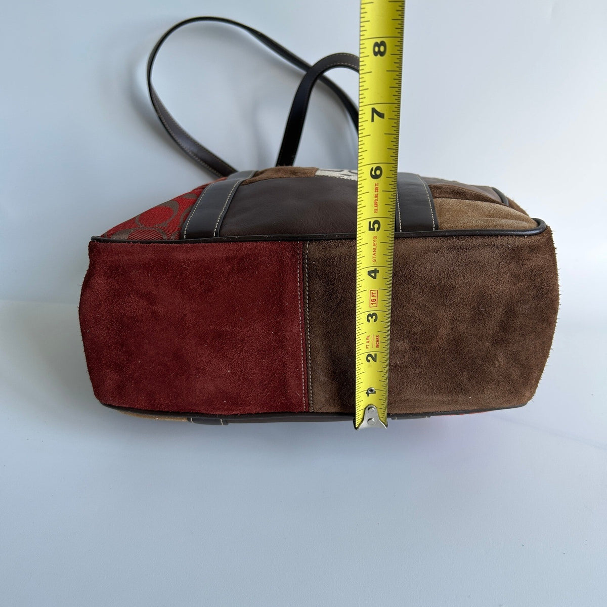 Coach Vintage Signature Patchwork Gallery Tote Multi Suede Leather F11408