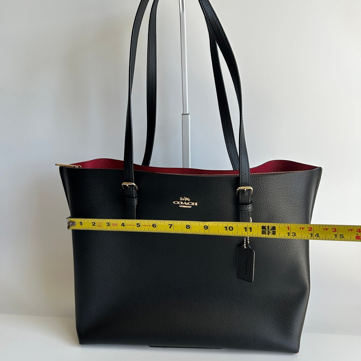 Coach Mollie Tote 1671 Black Pebbled Leather Large Bag