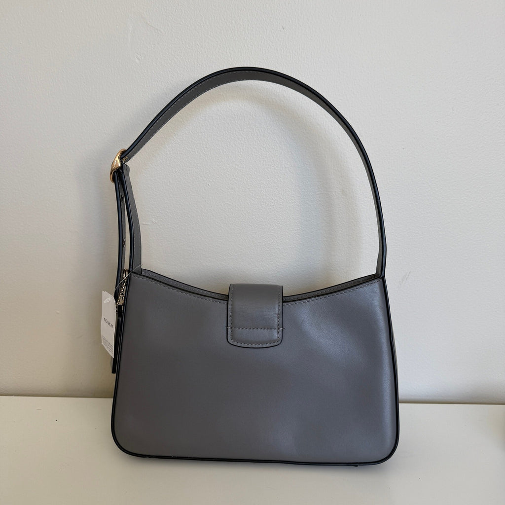 Coach Eliza Shoulder Bag Charcoal Grey Leather CAA92 Small Handbag Purse