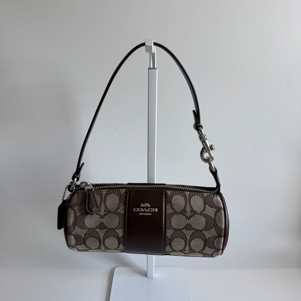 Coach Nolita Barrel Bag Oak Maple Signature Jacquard CU989 Small Shoulder Bag