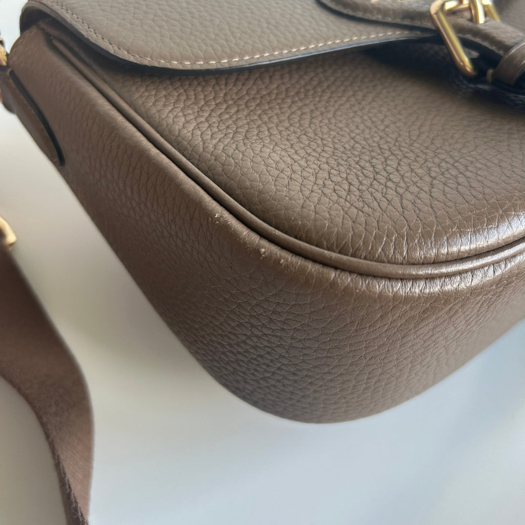 Coach Amelia Saddle Bag Dark Stone Pebbled Leather Crossbody CP107