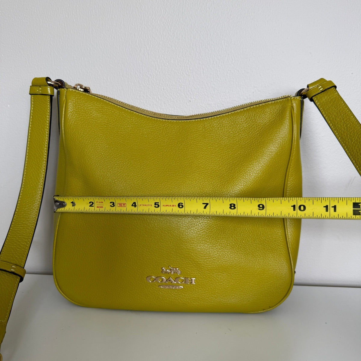 Coach Ellie File Bag Mustard Yellow Pebble Leather Crossbody C1648