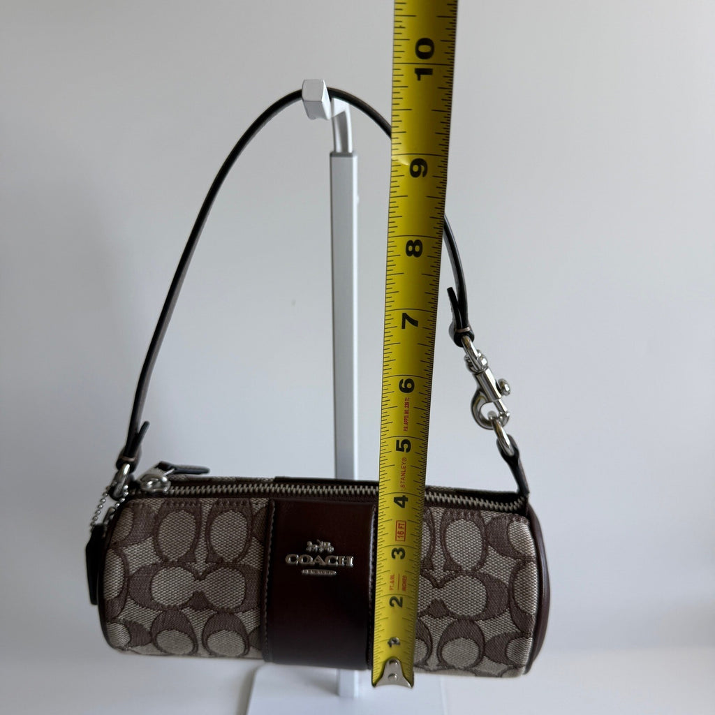 Coach Nolita Barrel Bag Oak Maple Signature Jacquard CU989 Small Shoulder Bag