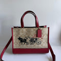 Coach Dempsey Carryall Khaki Red Signature Canvas Tote C2181 Lunar New Year Ox