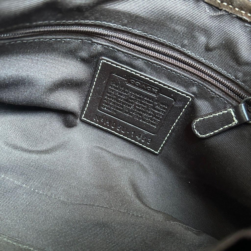 Coach Soho Brown Signature Canvas Suede Flap Bag F10925