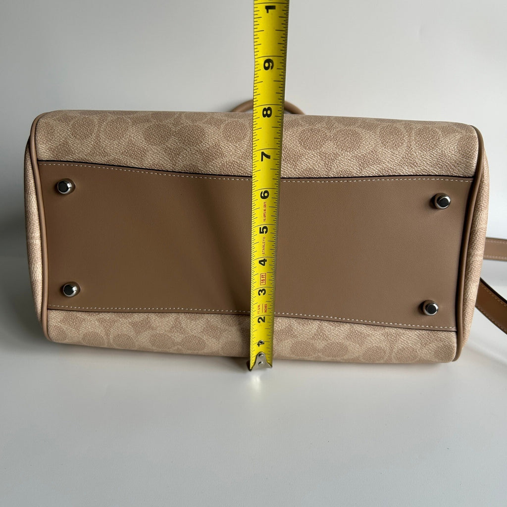 Coach Large Rowan Satchel Sand Taupe Signature Canvas Bag CV959