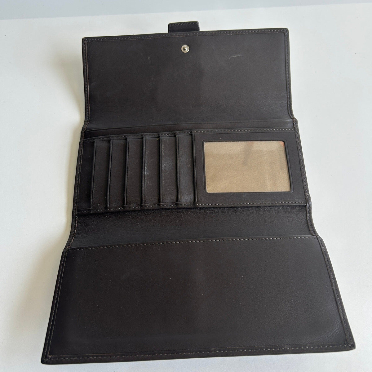 Coach Soho Brown Leather Buckle Slim Wallet Vintage Organizer