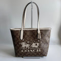 Coach Mini City Tote Khaki Chalk Signature Canvas Horse and Sleigh CM183 Bag