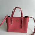 Coach Mollie Tote 25 Pink Taffy Pebble Leather Crossbody Bag C4084