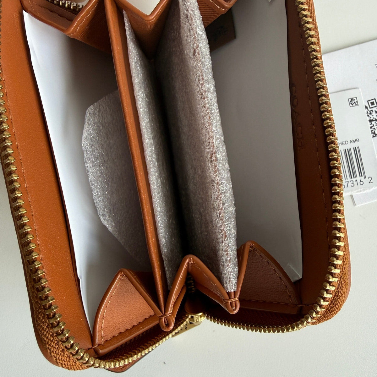 Coach Small Zip Around Wallet Cocoa Burnished Amber Jacquard Leather CAH14