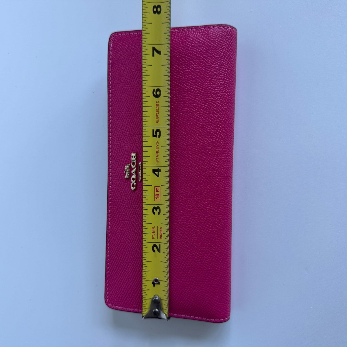 Coach Slim Wallet Bold Pink Crossgrain Leather Long Clutch C3440