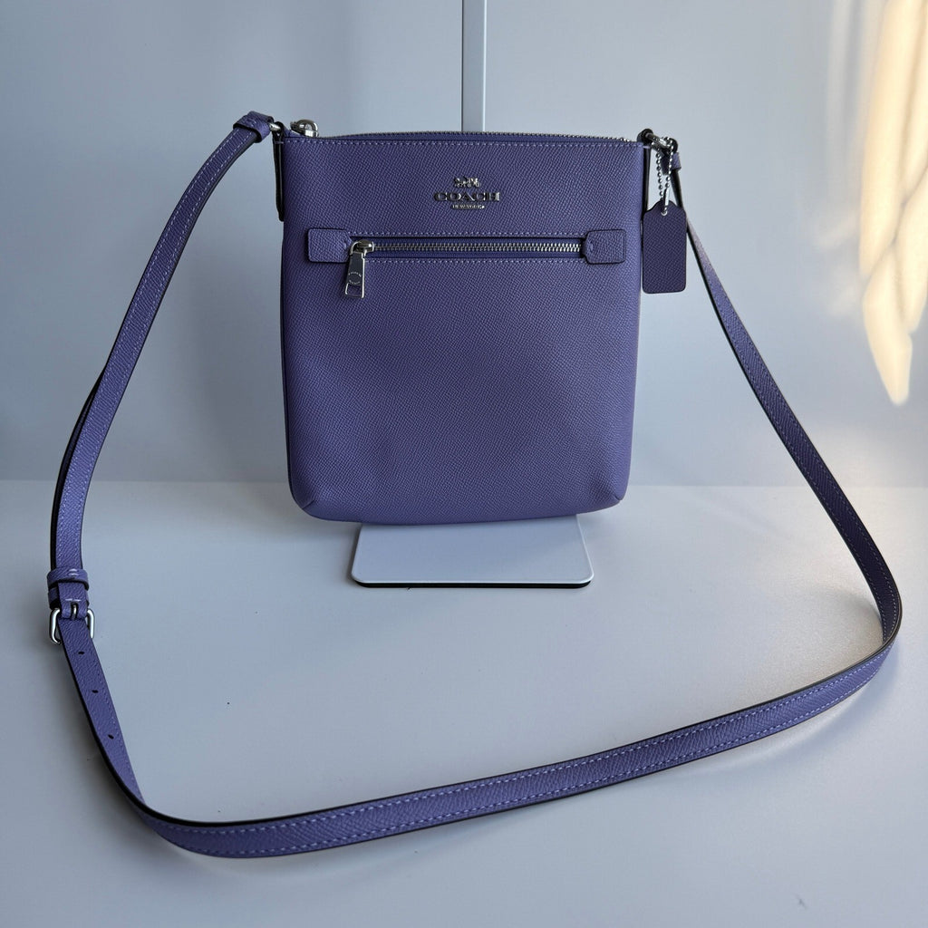Coach Mini Rowan File Bag Light Violet Crossgrain Leather Crossbody CE871