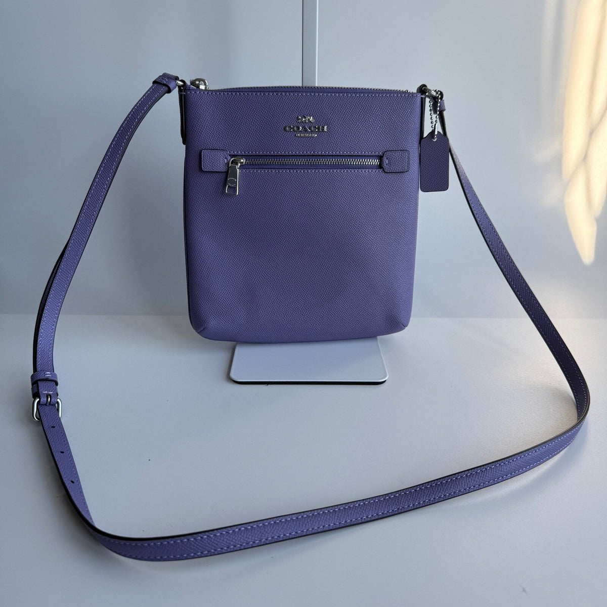 Coach Mini Rowan File Bag Light Violet Crossgrain Leather Crossbody CE871