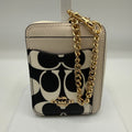 Coach Zip Card Case Black White Signature Canvas Leather Wallet CP468
