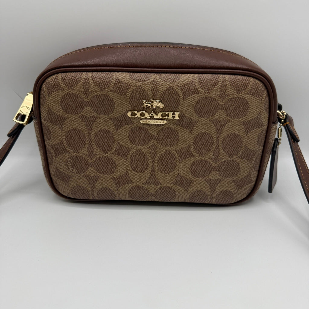 Coach Mini Jamie Camera Bag Khaki Signature Canvas Crossbody CY752