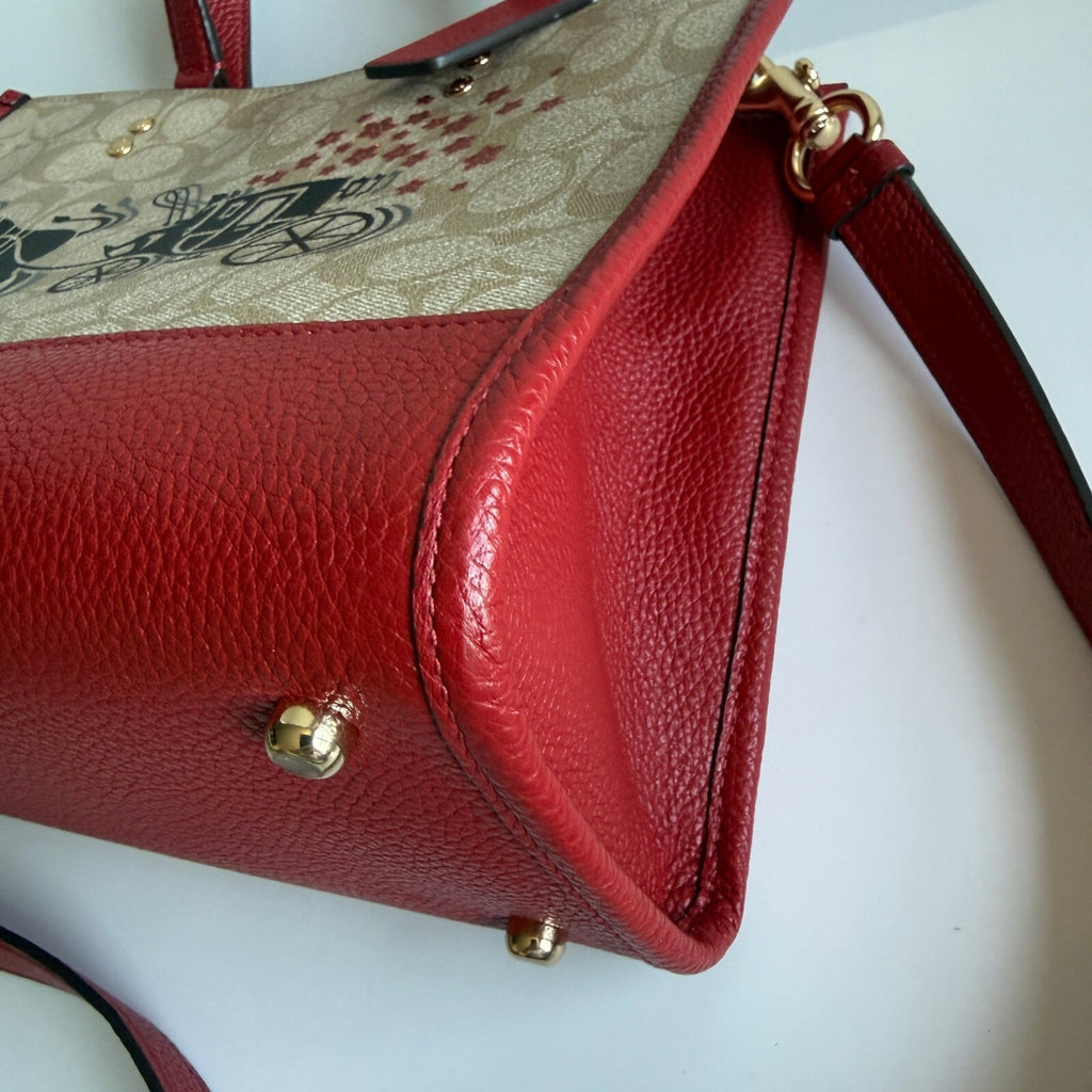 Coach Dempsey Carryall Khaki Red Signature Canvas Tote C2181 Lunar New Year Ox