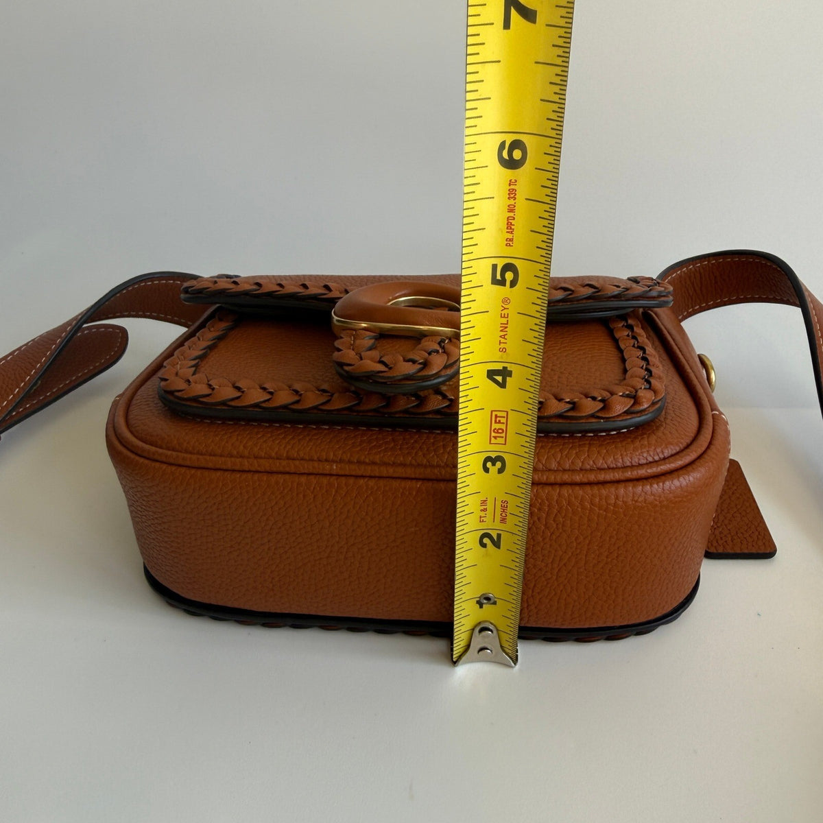 Coach Tabby Messenger 19 Burnished Amber Leather Braided Trim Bag CJ837