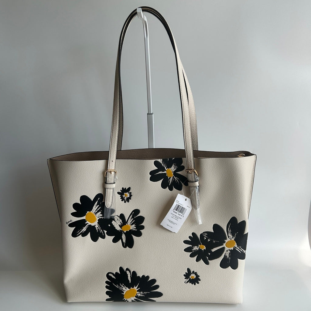 Coach Mollie Tote Chalk Multi Leather Floral Daisy Bag CZ593