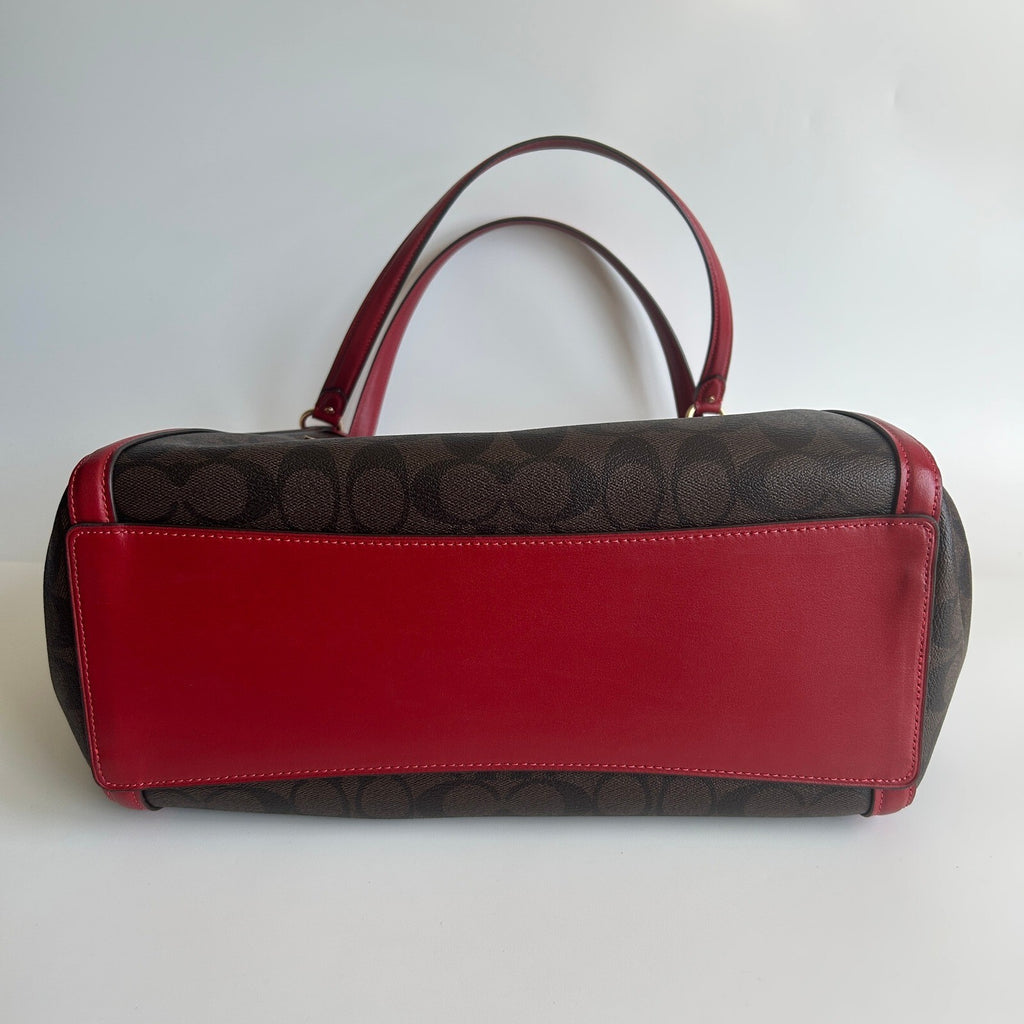 Coach Kristy Shoulder Bag Brown Red Signature Canvas C6232