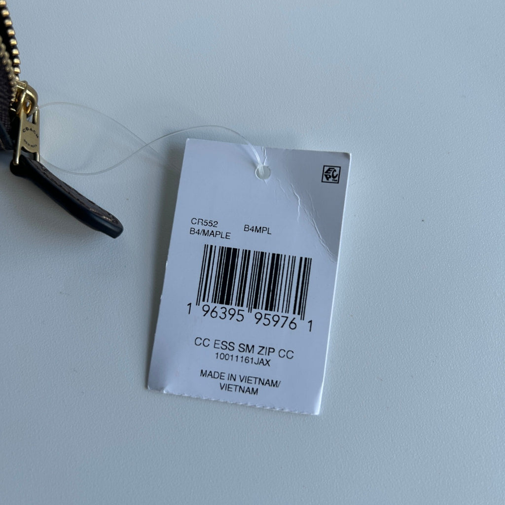 Coach Essential Small Zip Card Case Maple Signature Canvas CR552